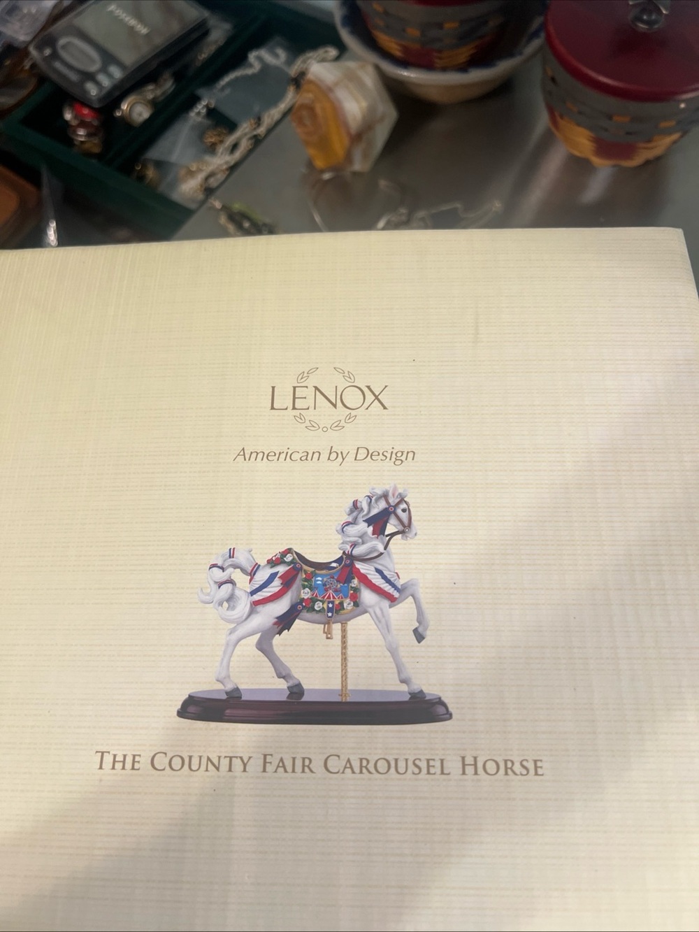 Lenox White Carousel Horse Figurine with Red & Blue Trim - Picture 3 of 3